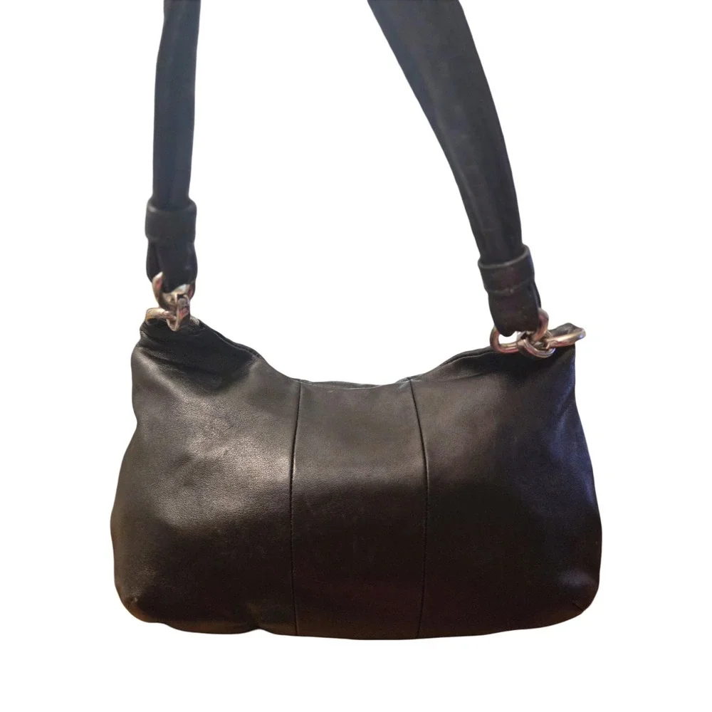 Coach Ergo Black Leather Shoulder Bag Turnlock Flap 12248